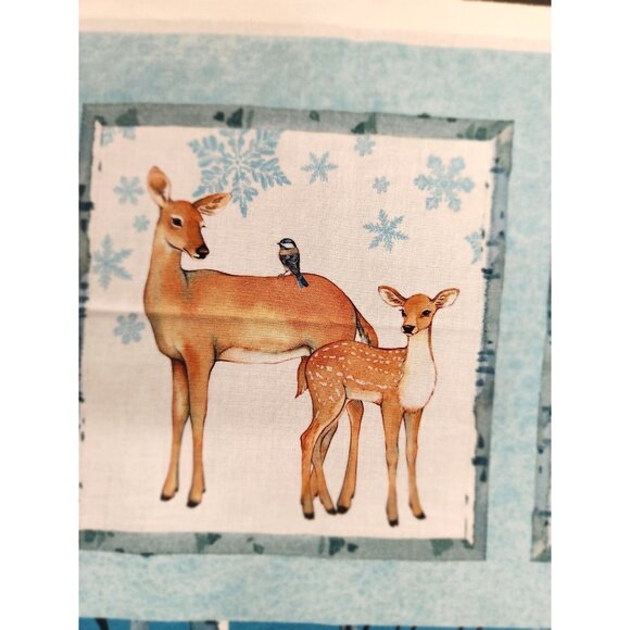 One Snowy Day Christmas Woodland Fabric Panel 24"x43" - Woodland Animals Scene - Picture 4 of 16